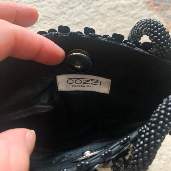 NEW RARE Vintage 90s Italian Designer Cozzi Black Beaded Mini Bag Hand Beaded - Picture 12 of 17